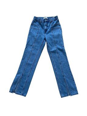 Y2K Redial High-Waisted Blue Denim Jeans With Front Seams & Wide-Leg Fit Size 4